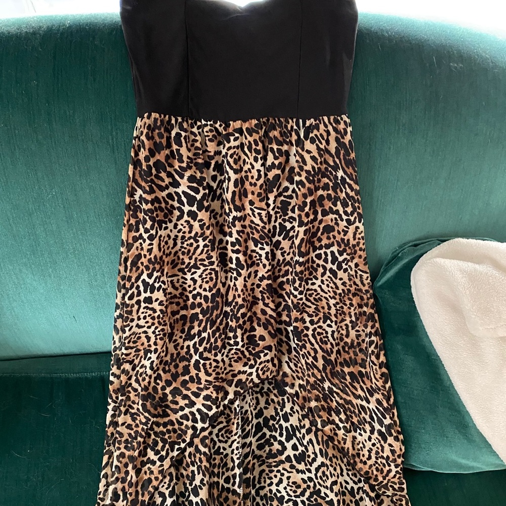 Leopard high low dress